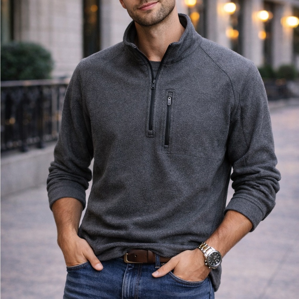 L.L. Bean Men's Dark Gray Zip-Up Sweater